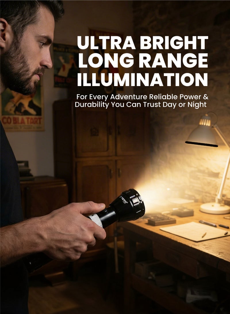 Team Rechargeable LED Flashlight  – Ultra‑Bright Long‑Range Torch (1200–1500m) | Water, Shock & Corrosion Resistant | High‑Power Outdoor Searchlight for Camping, Hiking, Emergency Use - Image 4